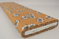 Viscose – Grey flower on camel