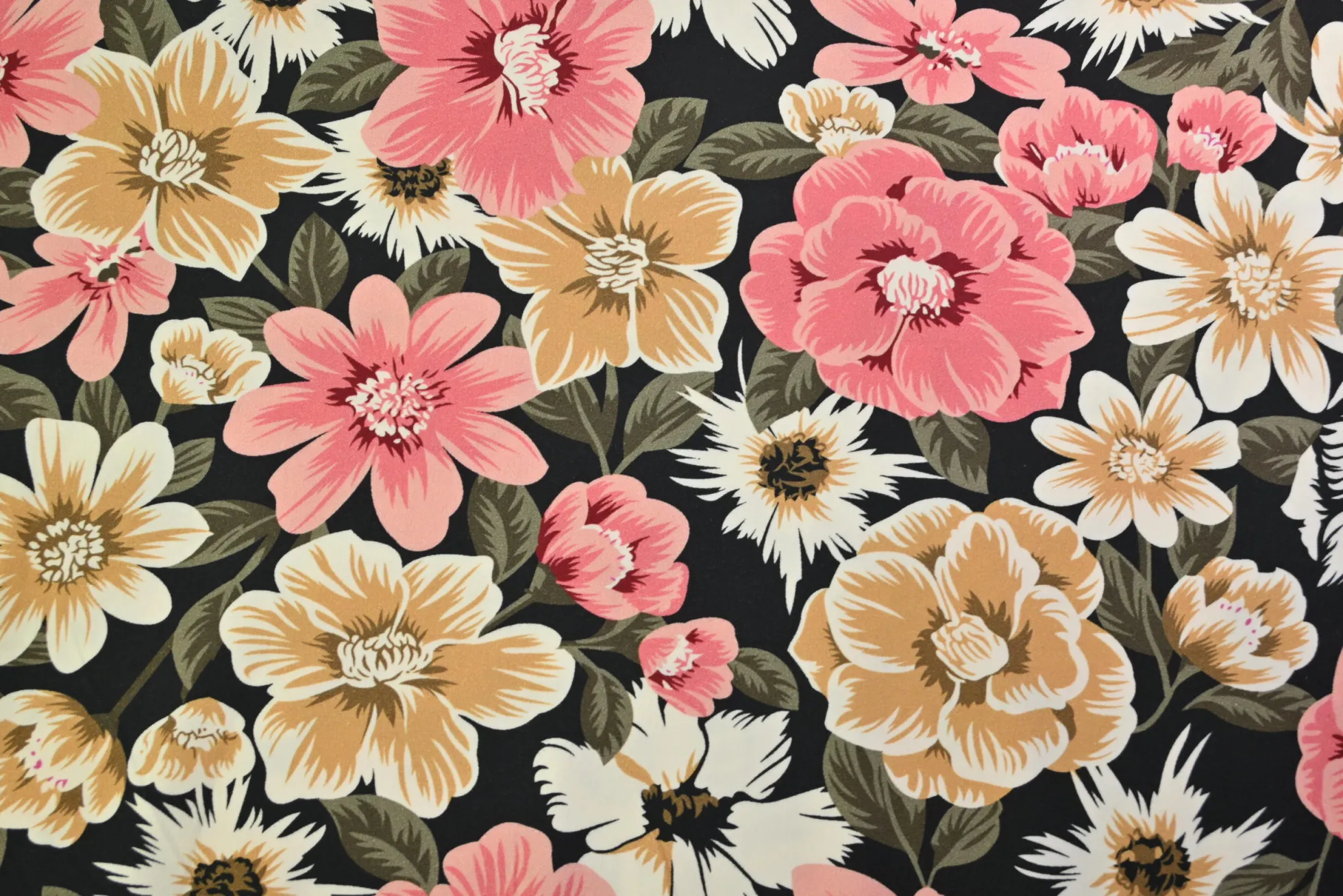 Viscose met stretch – Bloom noir