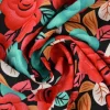 Viscose – Red and turqouise flowers and leaves