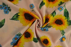 Viscose  – Sunflower on baby pink