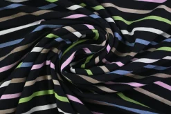 Viscose tricot – Black Pastel Stripes