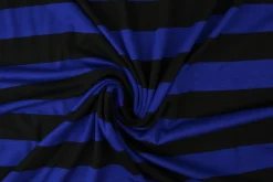 Viscose tricot – Blauw en zwart gestreept