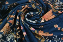 Viscose tricot – Dark petrol Wild Bloom