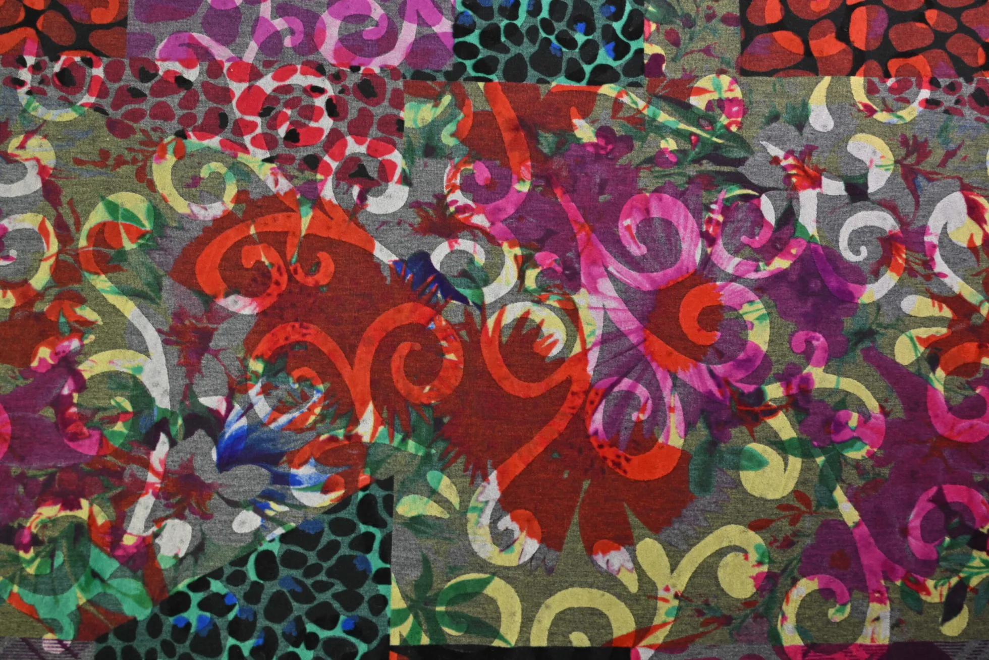 Viscose tricot – Flockprint – Bohemian patchwork