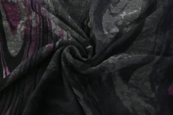 Viscose tricot – Flockprint – Purple waves