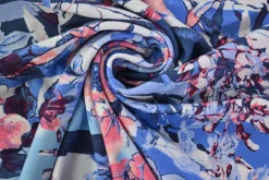 Viscose tricot – Floral Nautical Stripes