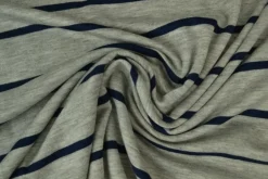Viscose tricot – Navy en lichtgrijs gestreept