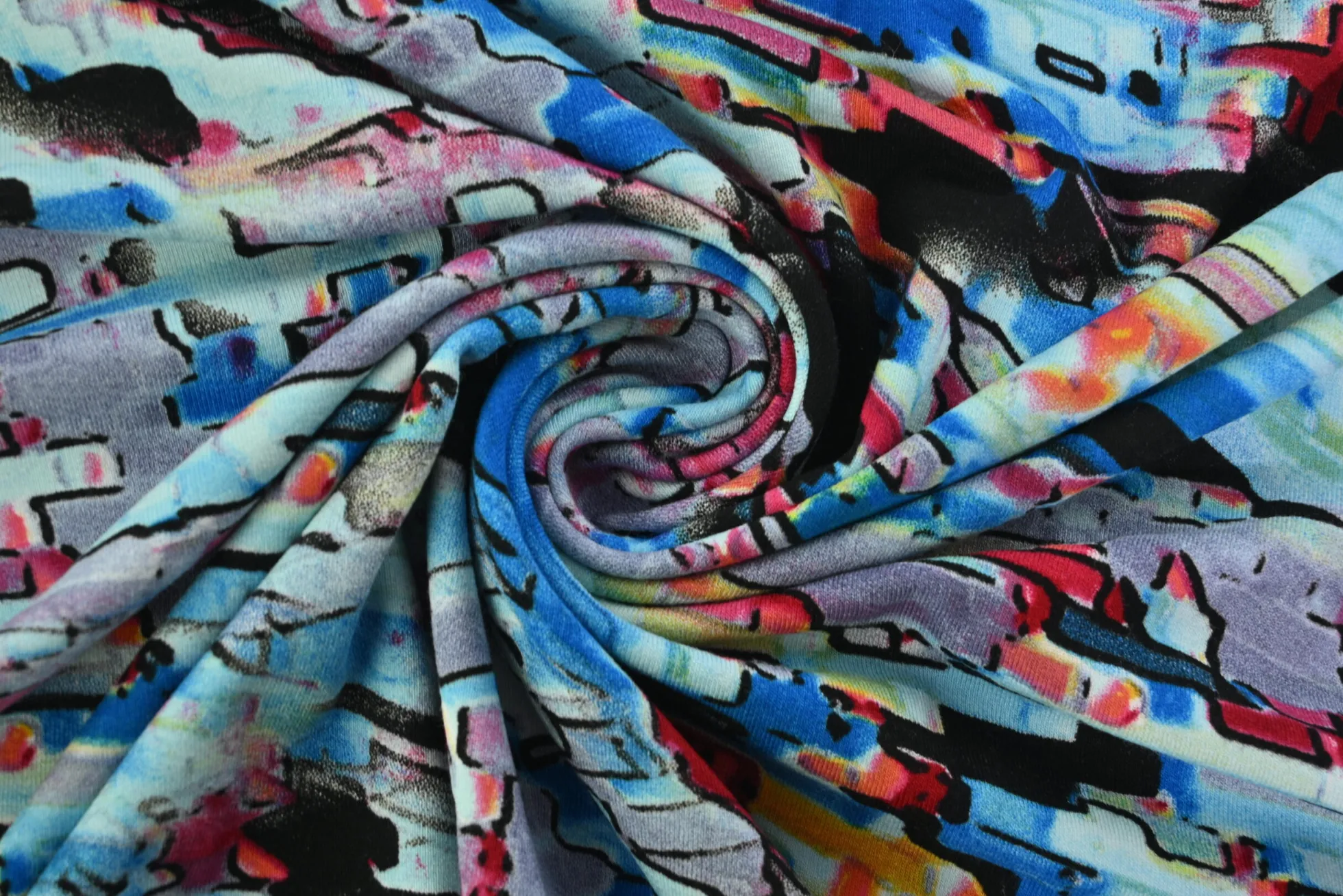 Viscose tricot – Neon Digital Glitch