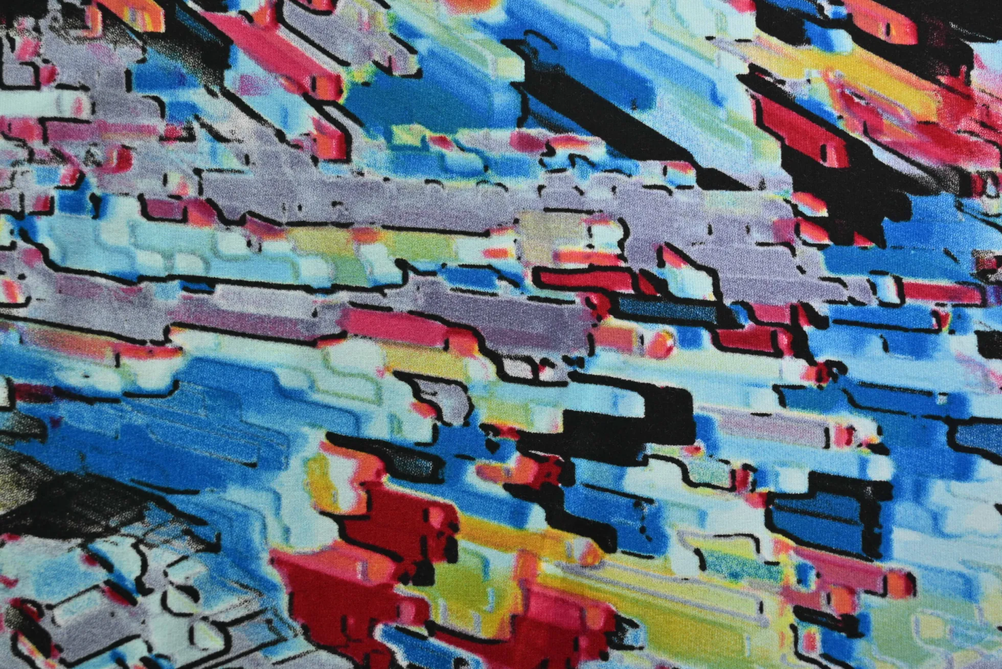 Viscose tricot – Neon Digital Glitch