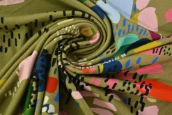 Viscose tricot – Olive Playful Shapes