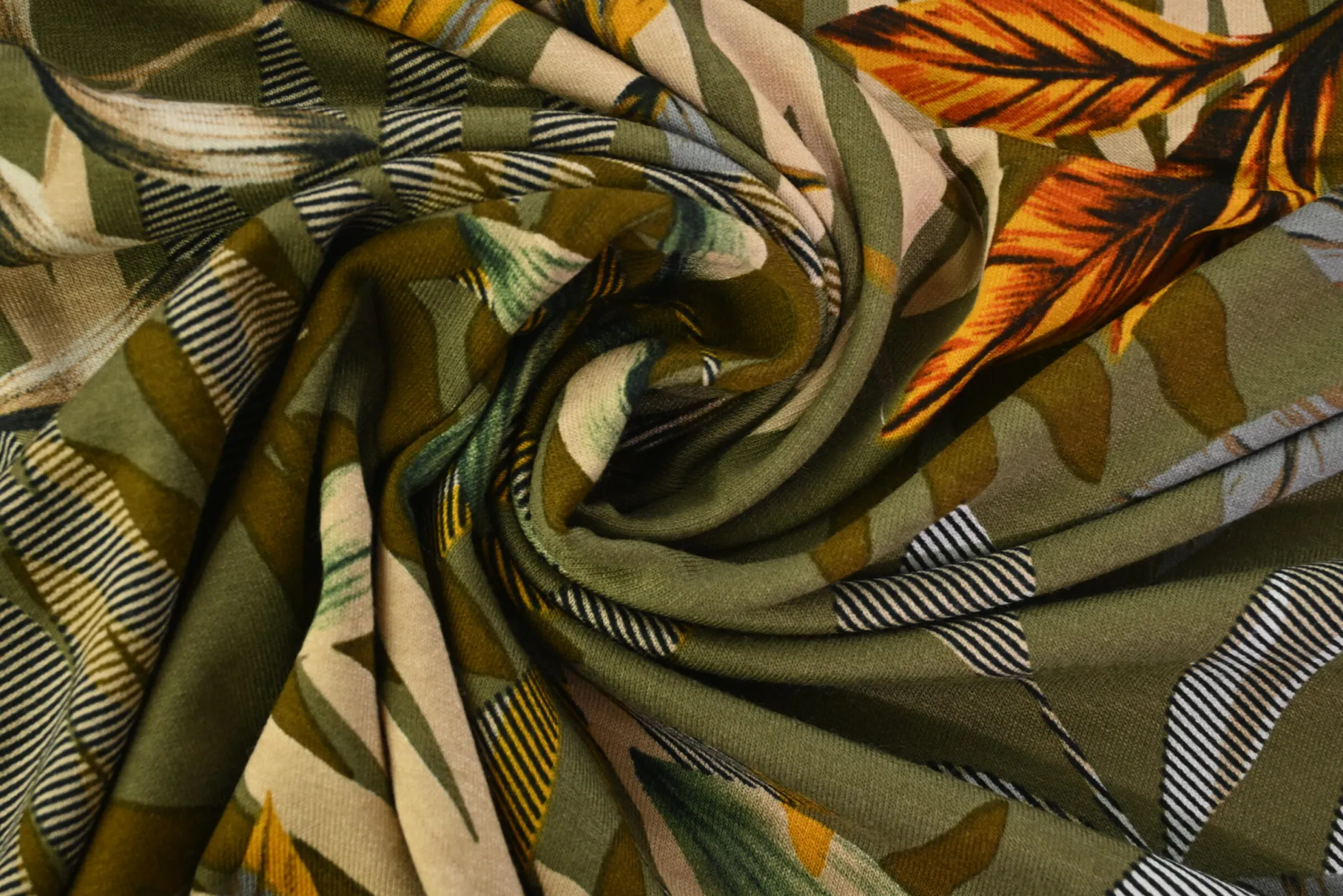 Viscose tricot – Olive Tropical Canopy