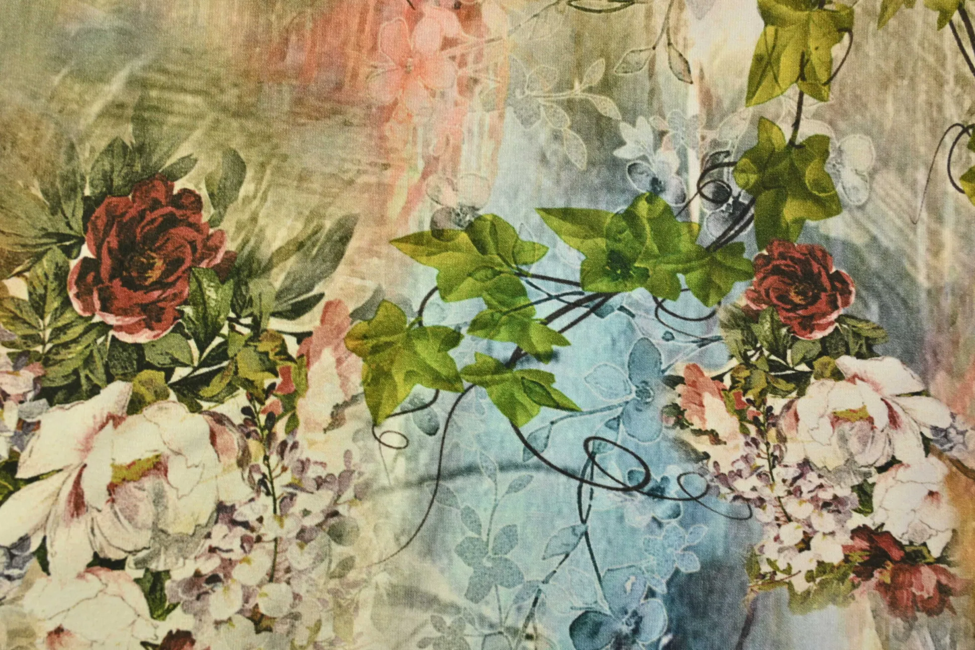 Viscose tricot – Vintage Ivy Bloom