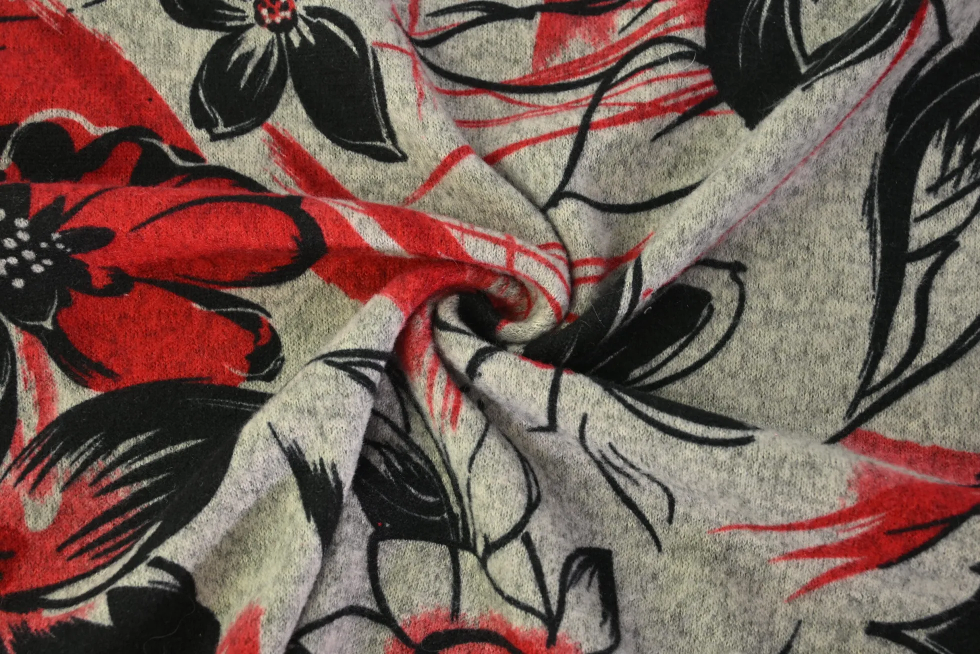 Viscose tricot wooltouch – Red blossom