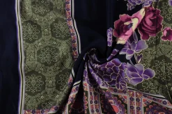 Viscose twill – Purple flower panel 85cm
