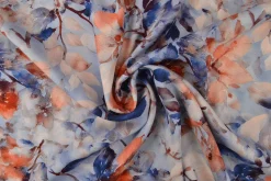 Viscose – Watercolor leaves blue