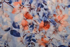 Viscose – Watercolor leaves blue