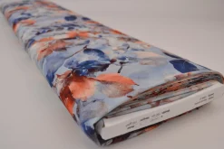 Viscose – Watercolor leaves blue