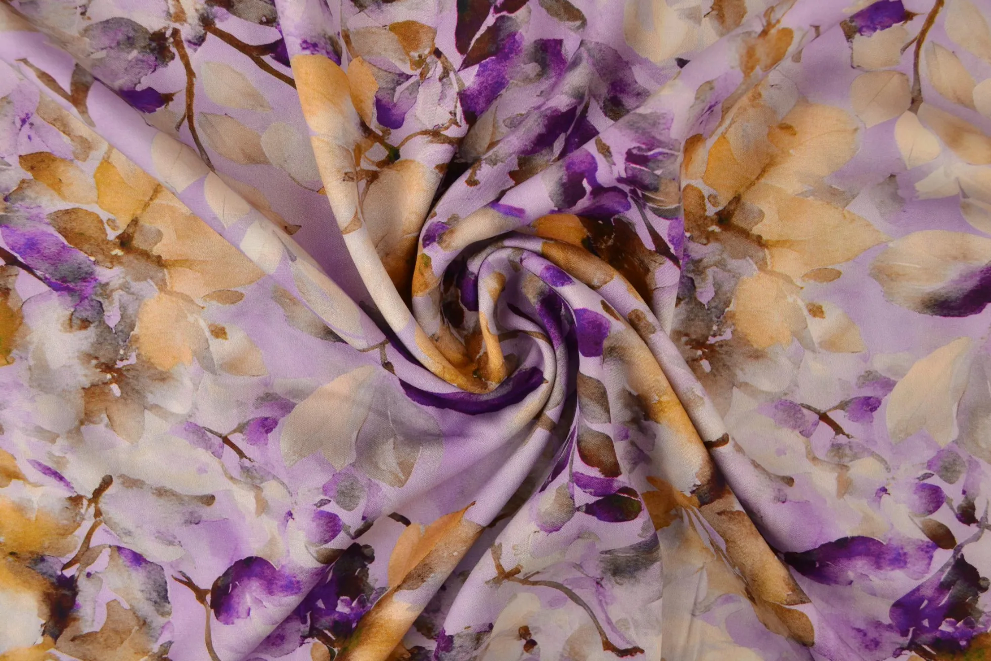 Viscose – Watercolor leaves lilac