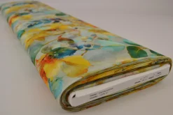 Viscose – Watercolor leaves yellow