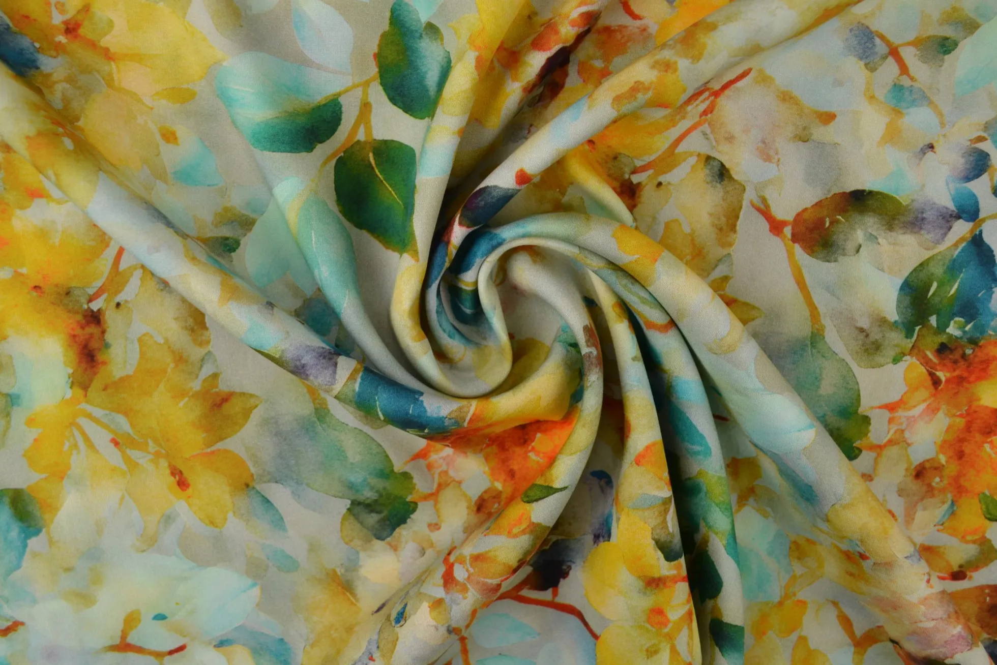 Viscose – Watercolor leaves yellow