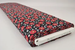 Viscose – Wild flowers red on black