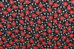 Viscose – Wild flowers red on black