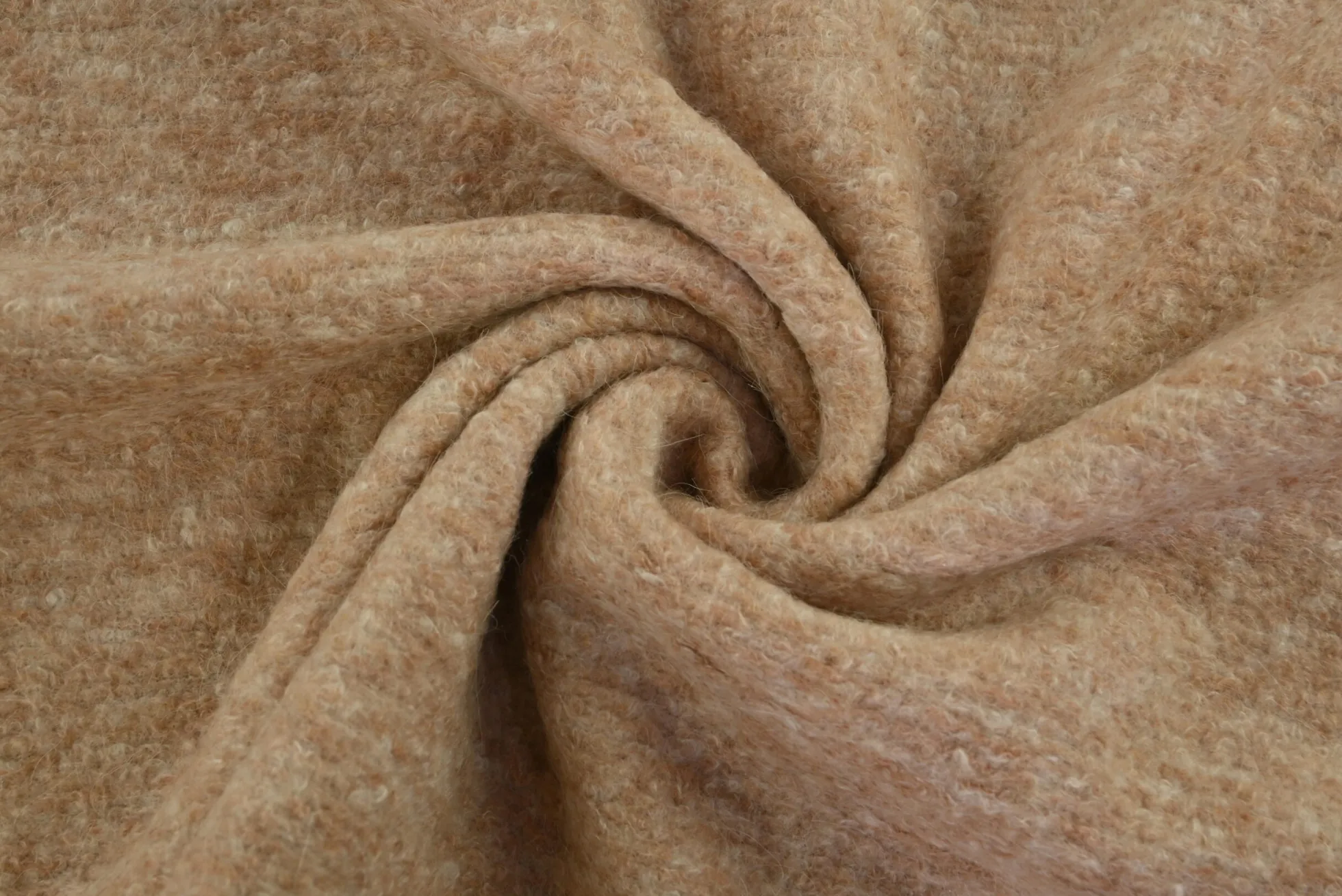 Wollen stof bouclé – Beige & ecru melange