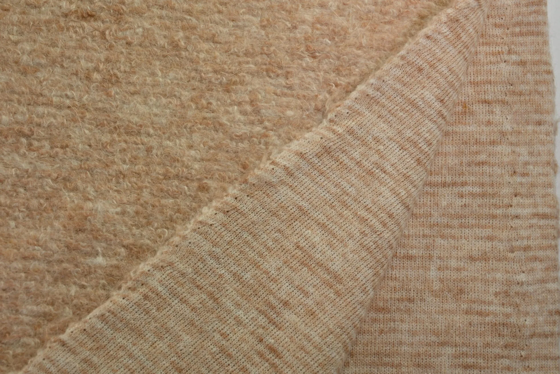 Wollen stof bouclé – Beige & ecru melange