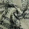 Wollen stof bouclé – Ecru & zwart ruit