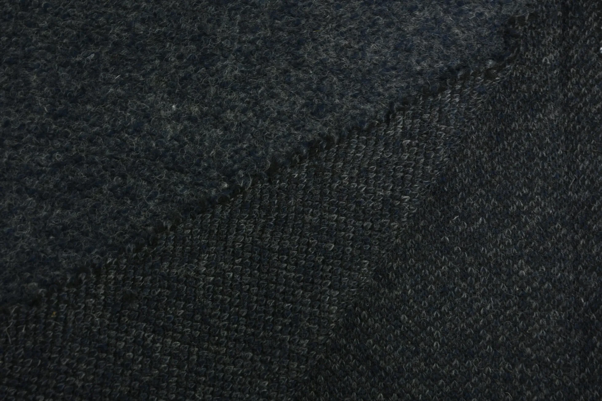 Wollen stof bouclé – Navy & donkergrijs knitted