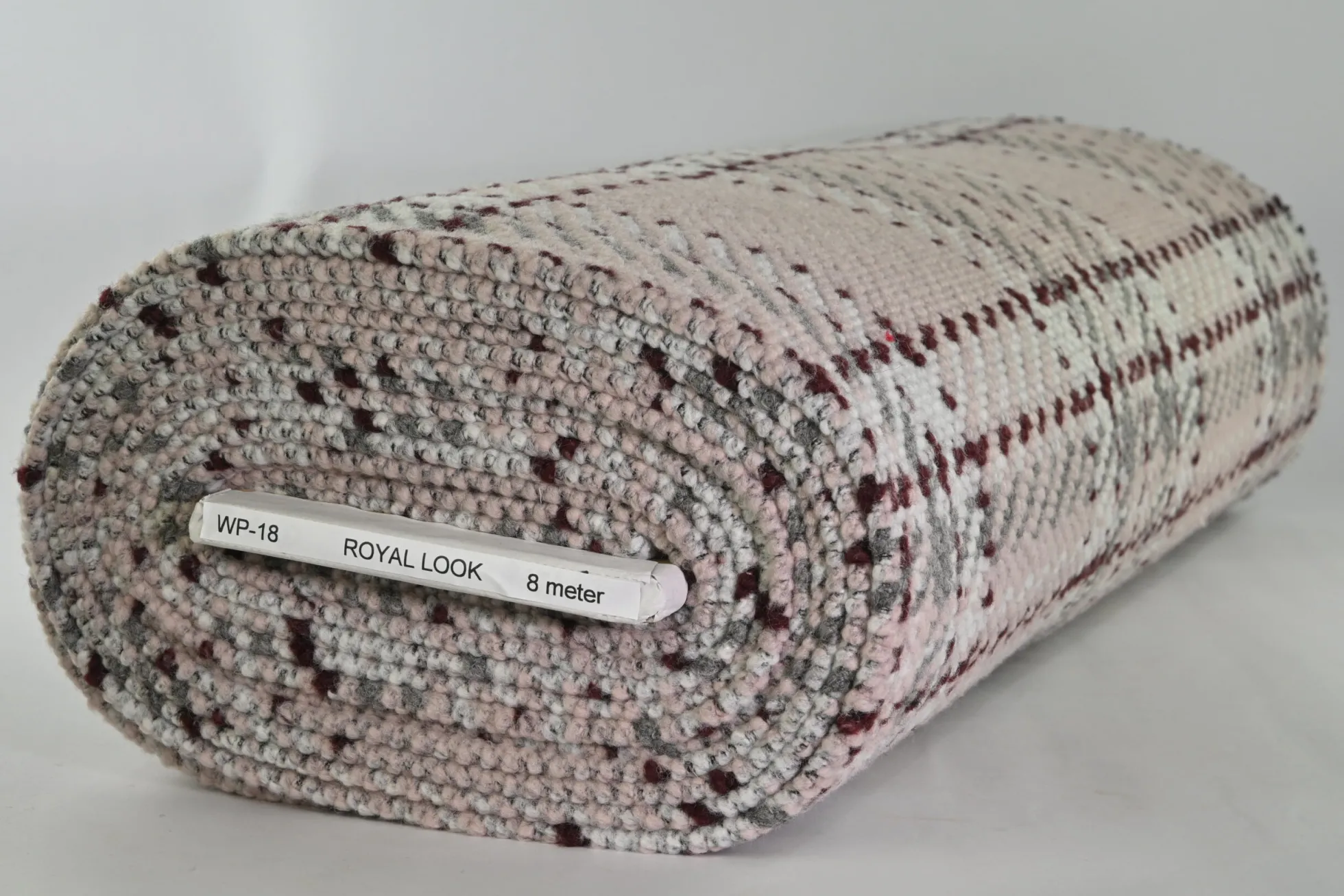 Wollen stof bouclé – Poederroze, grijs & bruin ruit
