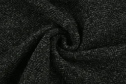 Wollen stof doucle face – Donkergrijs & zwart visgraat