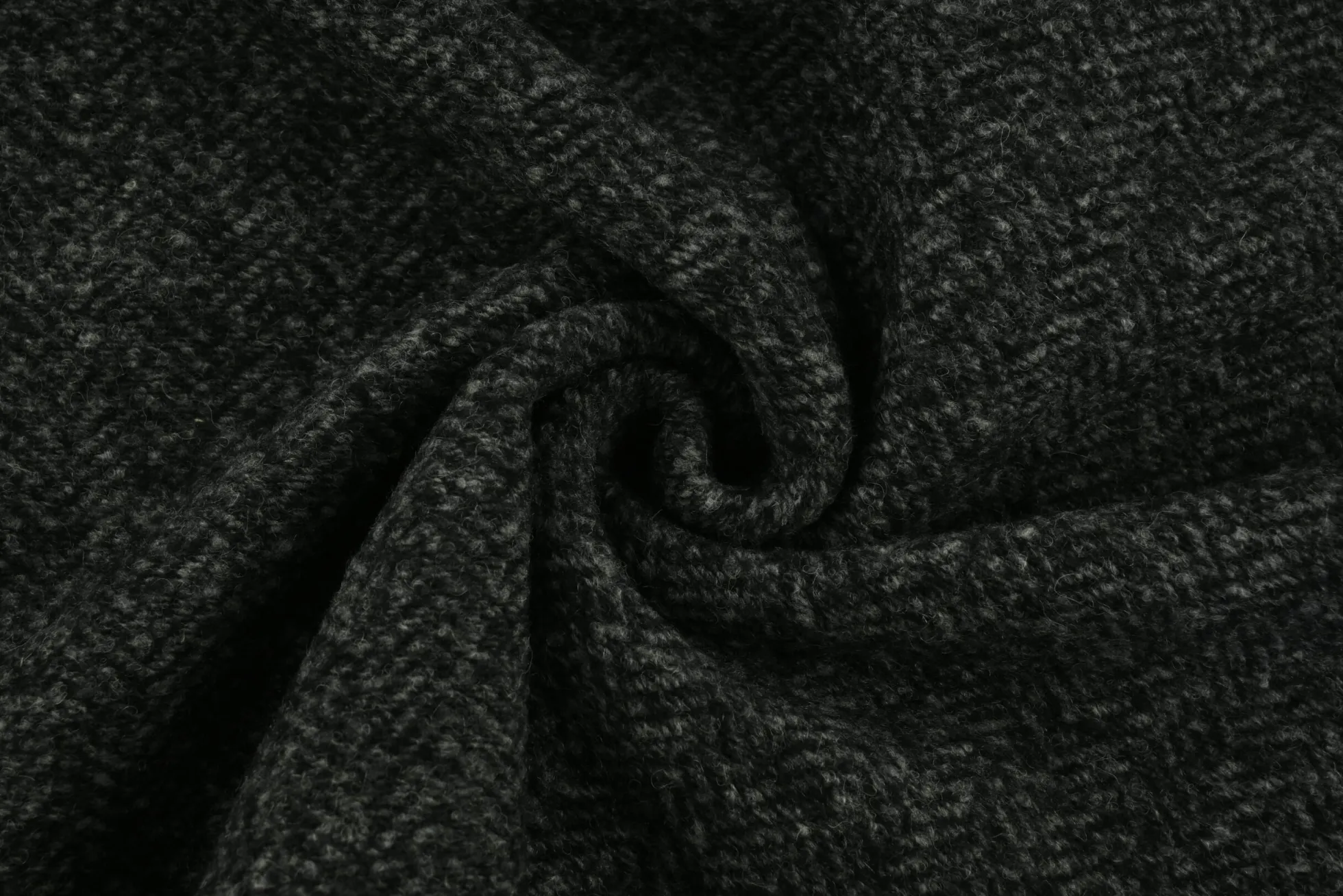 Wollen stof doucle face – Donkergrijs & zwart visgraat