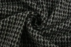 Wollen stof – Grijs & zwart weeflook knitted