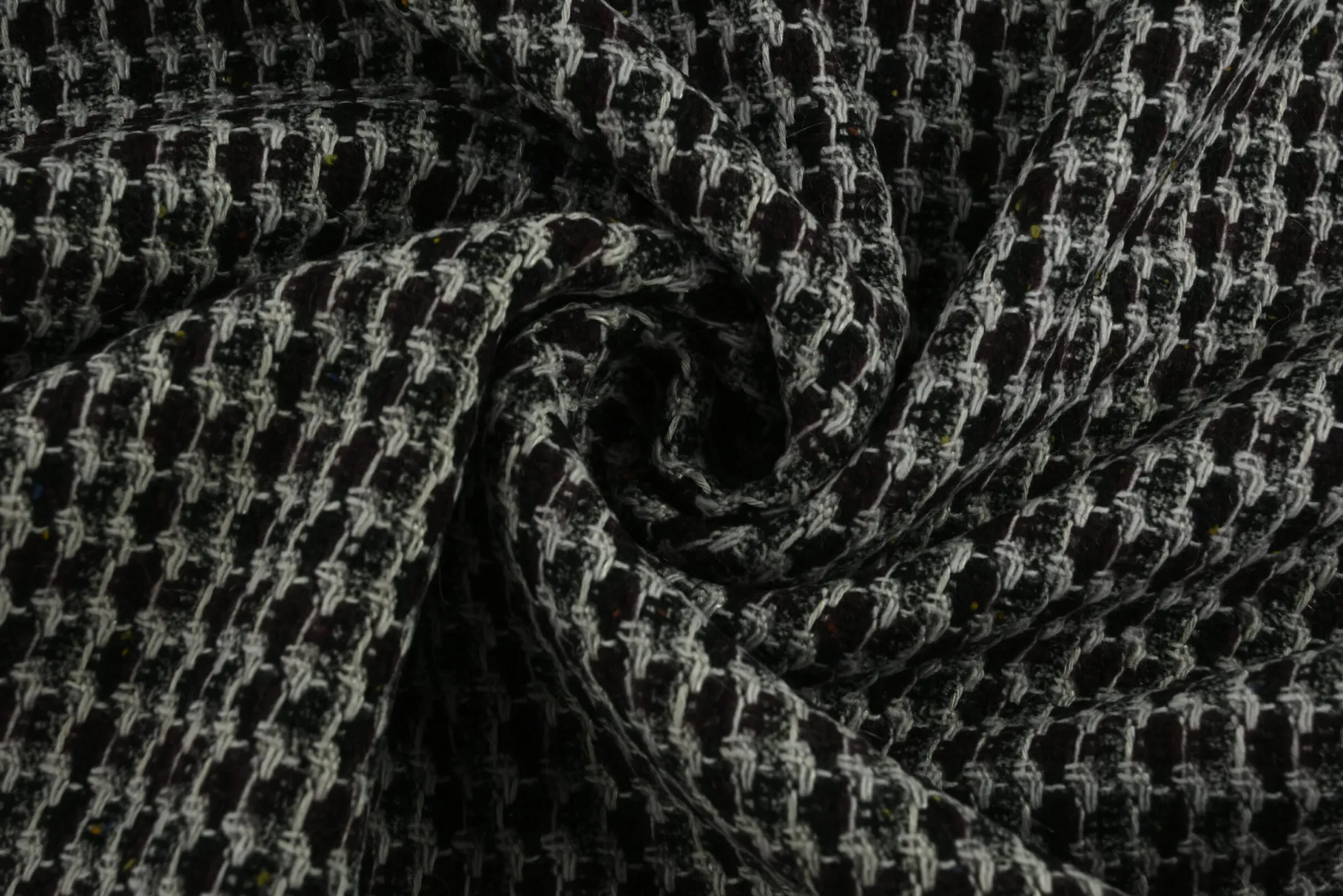 Wollen stof – Grijs & zwart weeflook knitted