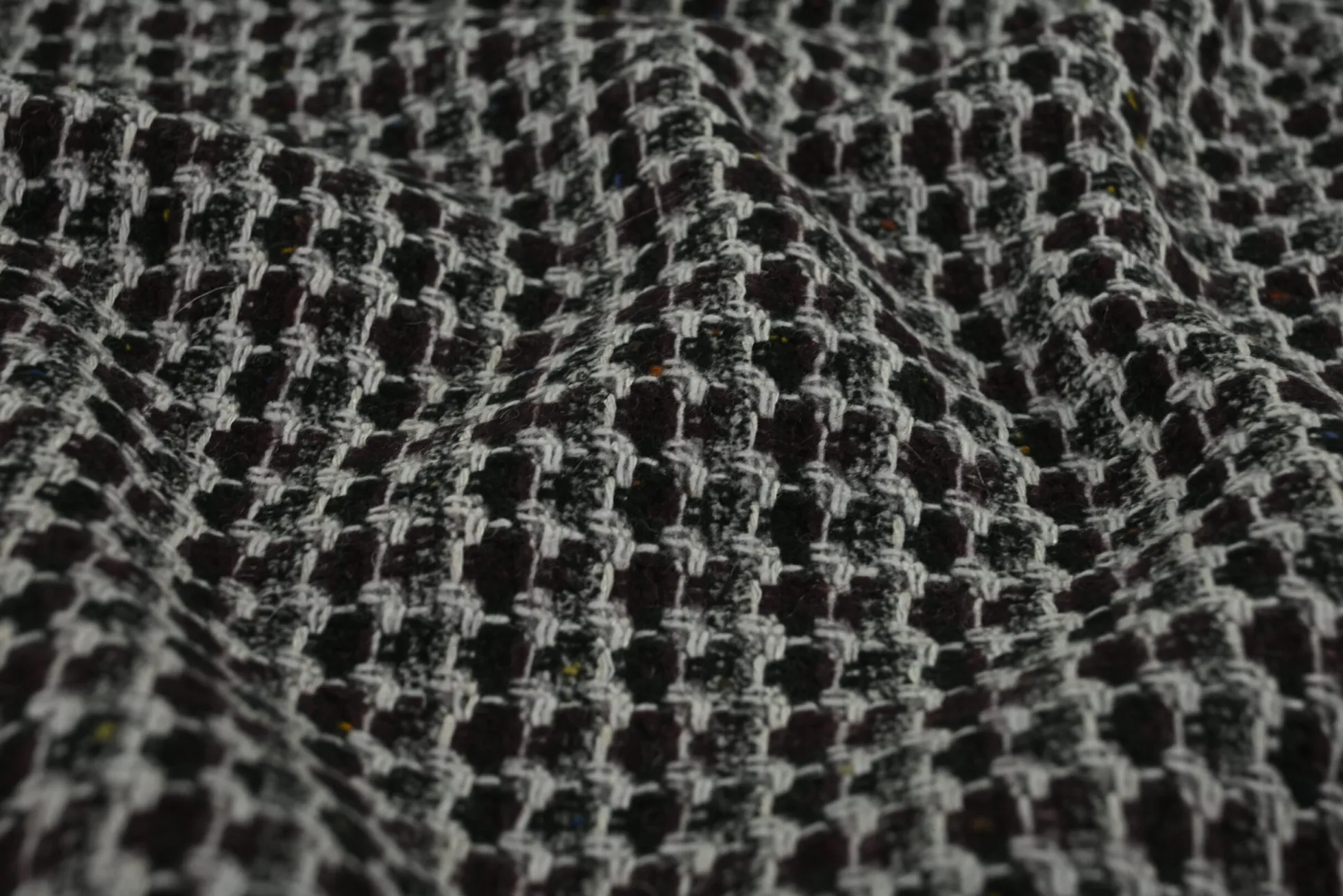 Wollen stof – Grijs & zwart weeflook knitted