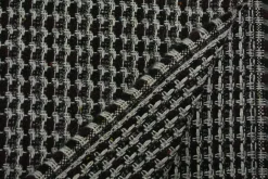 Wollen stof – Grijs & zwart weeflook knitted