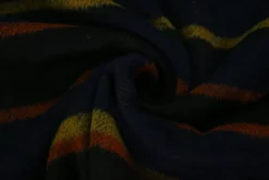 Wollen stof – Navy, zwart, oker & koper ruit