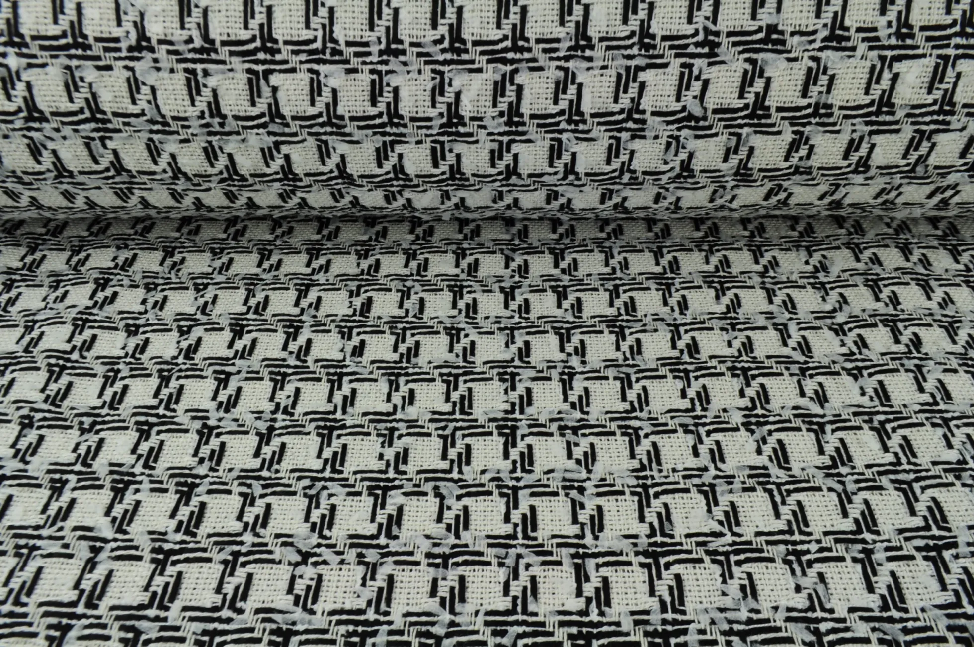 Wollen stof – Zwart & wit jacquard geweven